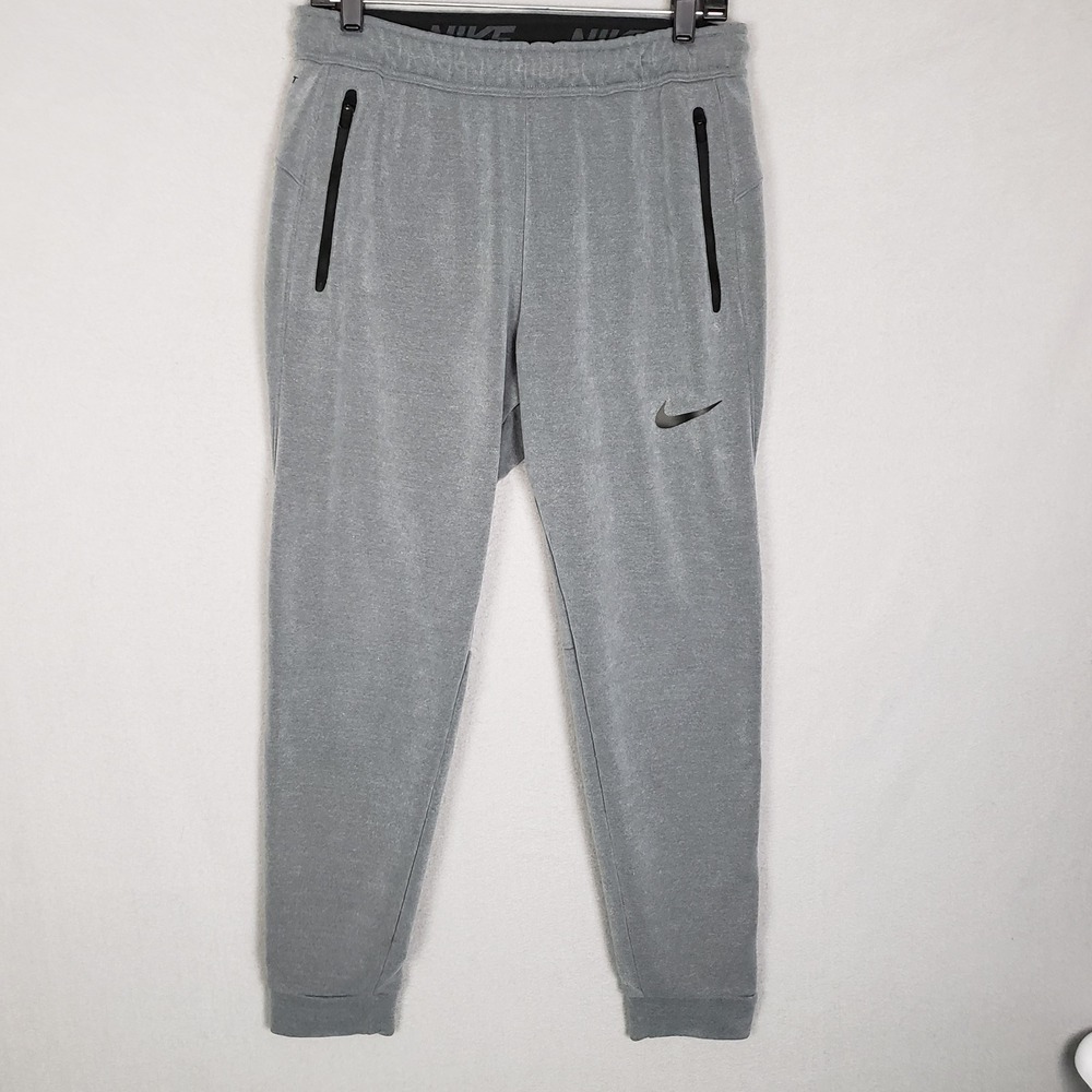 Nike Dri Fit Athletic Joggers Gray Zipper Pocket Sweatpants Sporty Men's‎ Size M